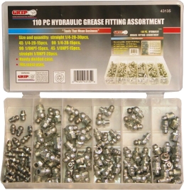 GRIP - HYDRAULIC GREASE FITTING ASSORTMENT - 110 PCE 